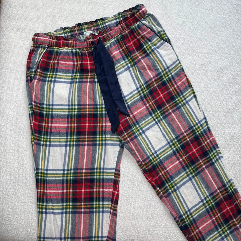 Aerie Womens Plaid Flannel Pajama Pants Joggers Red Green M Long 8812273099